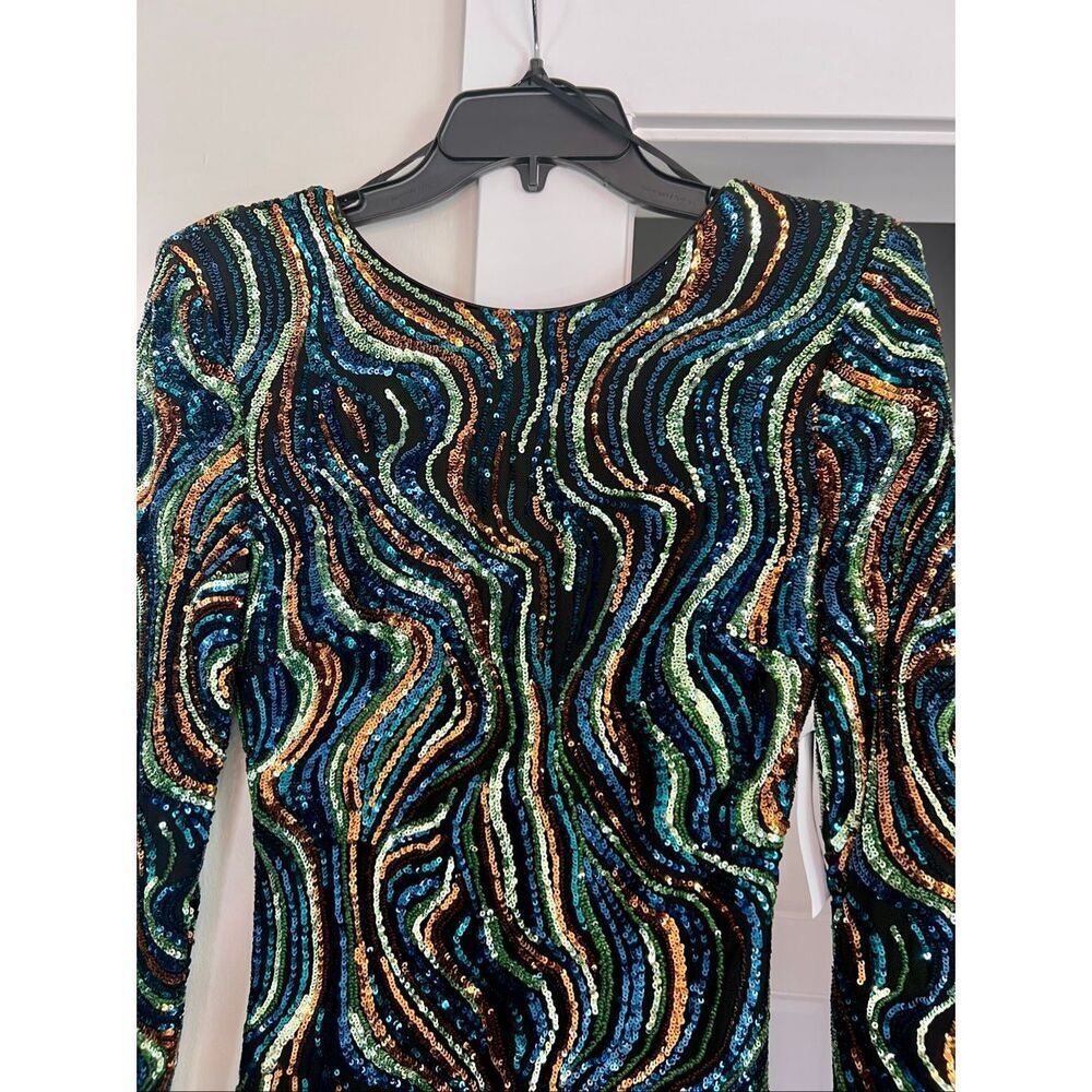 “Nathalia” Dress The Population Multi-color Sequin Cocktail Mini  Dress NWT - Picture 3 of 7